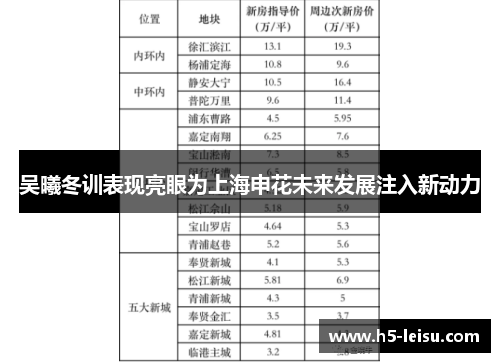 吴曦冬训表现亮眼为上海申花未来发展注入新动力