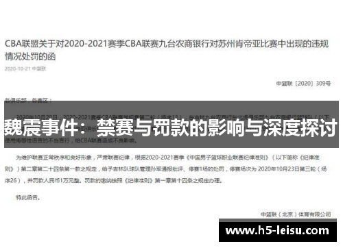 魏震事件：禁赛与罚款的影响与深度探讨